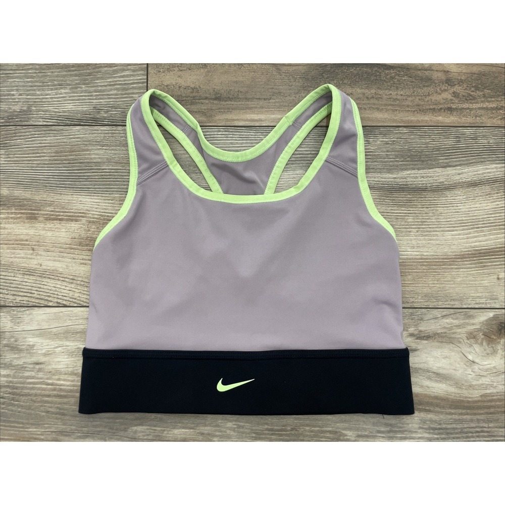 Nike Womens Swoosh Medium Support Longline Sports Bra Plum Fog Purple Size M